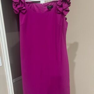 Elegant Magenta Ruffle Sleeve Dress